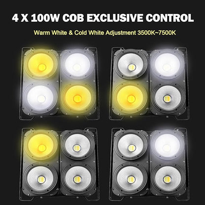 COB Stage Lights, 400W LED Par Light, 3500K~7500K Spotlights LED Blinder Warm&Cold White DMX512 Sound Activated for Church Events Wedding Parties Concert Theater