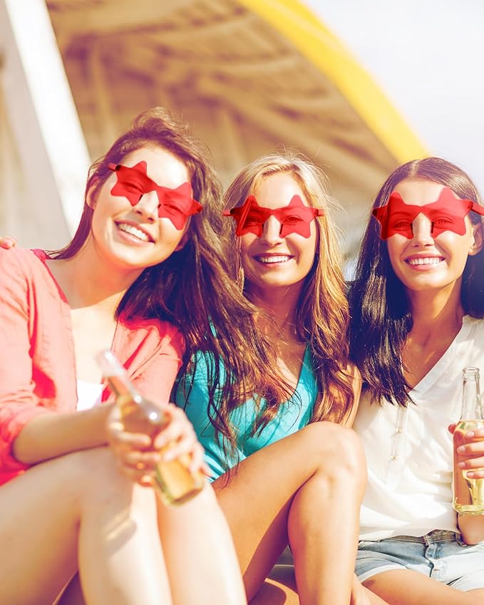 PLULON Star Sunglasses for Women Girls, Color Rimless Star Shaped Sunglasses Bulk for Adults Beach Birthday Swim Pool