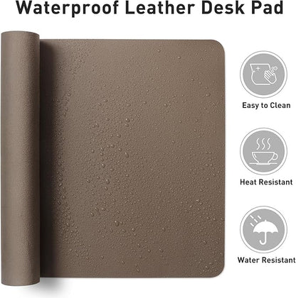Aothia Leather Desk Pad Protector, Office Mat, Large Mouse Pad, Non-Slip PU Leather Blotter, Laptop Desk Pad, Waterproof Writing Pad for Office and Home (Coffee, 31.5" x 15.7")