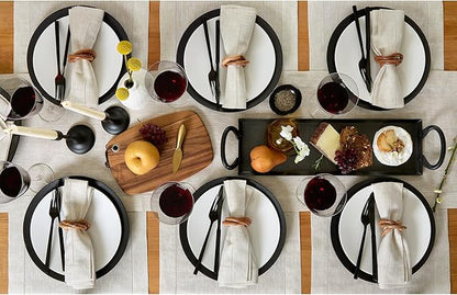 Solino Home Linen Cloth Placemats Set of 6-100% Pure Linen Hemstitch Light Natural Placemats 14 x 19 Inch - Classic Hemstitch Table Place Mats for Fall, Autumn, Christmas, Holiday, New Year