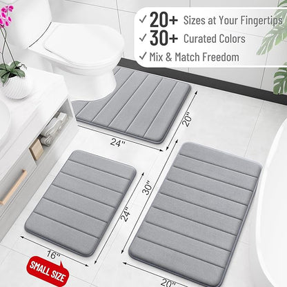 OLANLY Memory Foam Bath Mat 59x35, Super Soft Absorbent Bathroom Rugs, Quick Dry, Machine Washable Shower Floor Rugs, Bathmat Carpet, Bathroom Home Decor Accessories, Grey