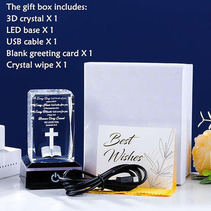 Movdyka 3D Crystal Christian Gifts for Women Men Inspirational Bible Verse Religious Keepsake with Colorful LED Night Light, Encouragement Spiritual Gifts for Women on Birthday Christmas