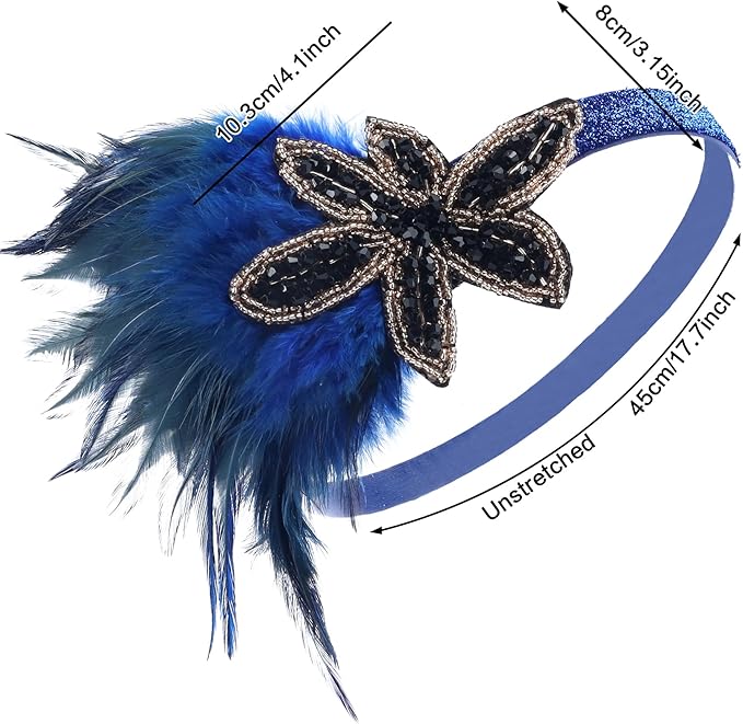 1920S Headband For Women Feather 20s Gatsby Headpiece Flapper Headband for Girl
