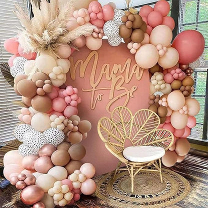 Boho Balloon Arch Kit,122Pcs Dusty Pink Mustard Yellow Metallic Rose Gold Apricot Nude Pastel Balloons for Boho Bridal Wedding Fall Baby Shower Engagement Anniversary Birthday Party Decorations