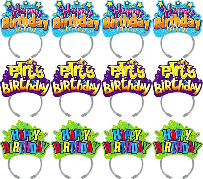 KKBES Happy Birthday Headbands, Paper Birthday Party Hats, 3 Patterns for Children and Adults Celebrating Birthdays