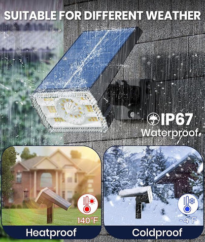 12 Pack Solar Spotlights Outdoor Waterproof IP67,Adjustable Wall&Ground Solar Lights Powered with 3 Colors, 3 Modes, Dusk to Dawn for Pathway/Garden/Yard/Patio/Driveway/Landscape Lighting Outside