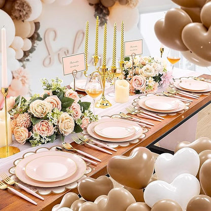 100 Pcs Boho Rainbow Baby Shower Decorations 13.5" Scalloped Boho Rainbow Paper Placemats Disposable Boho Table Place Mats for Pink Birthday Party Supplies Kitchen Table Decor