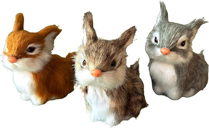3 Realistic Mini Plush Bunnies - Lifelike Rabbit Figurines for Easter Decor, Spring Home Decoration, Dollhouse Props, Christmas Ornaments Little Rabbits