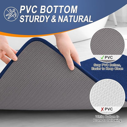 OLANLY Thick Memory Foam Bath Mat Rug 47x32, Extra Soft Absorbent Bathroom Rug, Quick Dry Bath Mats, Non-Slip, Machine Washable Carpet for Bathroom, Tub and Shower, Home Decor Accessories, Navy