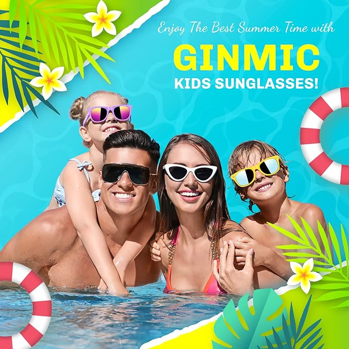 GINMIC Kids sunglasses bulk, Kids Sunglasses Party Favor, 24Pack Neon Sunglasses with UV400 Protection for Kid, Boys and Girls Age 3-8, Goody Bag Favors, Great Gift for Pool, Birthday Party Supplies