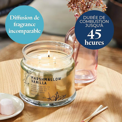 PartyLite Marshmallow Vanilla Scented with Caramel & Sugarcane Notes, 13.2oz 3-Wick Jar Candle, 45 Hour Burn Time, Luxurious Fragrance, Ideal for Gifting