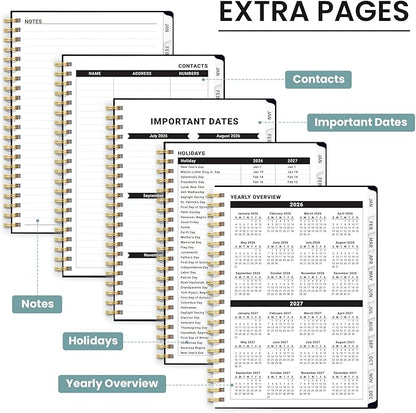 2026 Planner, Weekly and Monthly Planner for Women, Jan 2026 - Dec 2026 Pretty 2026 Calendar Planner with Monthly Tabs, Inner Pocket, Spiral Binding, Perfect for Office Home School - 6.3" x 8.5", Amber Bloom