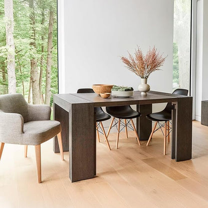 Transformer Table - Solid Wood Extendable Dining Table, Seats 2-12, Expandable Dining Room Table, Space-Saving Furniture, Kitchen and Dining Room Furniture (Dark Grey, Table Only)