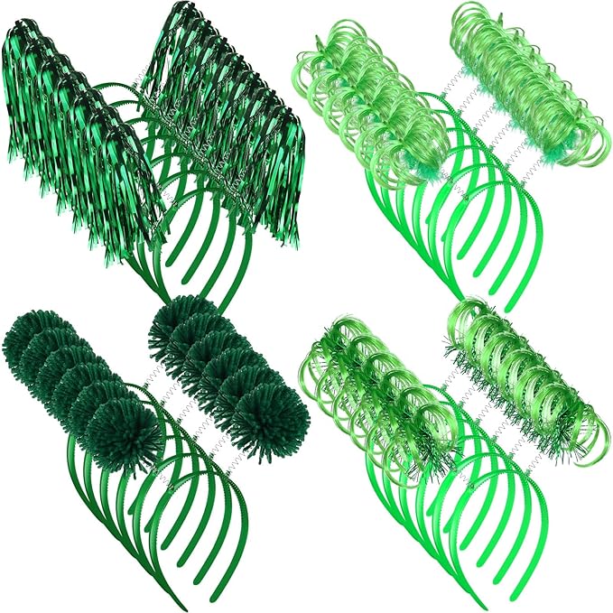 Censen 24 Pcs Pom Pom Headband Tinsel Wrapped Ponytails Head Bopper Costume Headwear Halloween Party Hair Accessories