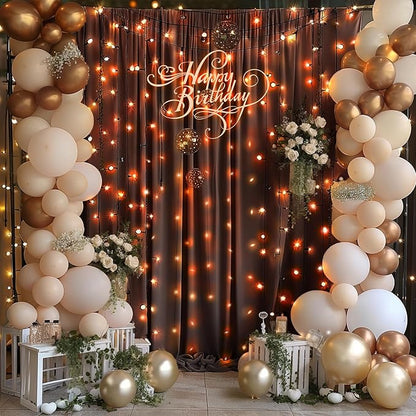 6 Panels Brown Backdrop Curtain for Parties Wedding Wrinkle Free Brown Photo Curtains Backdrop Drapes Fabric Decoration for Birthday Party Baby Shower 30ft(W) x 10ft(H)