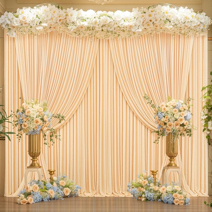 20x10 Dark Champagne Backdrop Curtain for Parties Wedding Baby Shower Wrinkle Free Photo Curtains Backdrop Drapes Fabric Decoration for Bridal Shower 5ft x 10ft,4 Panels
