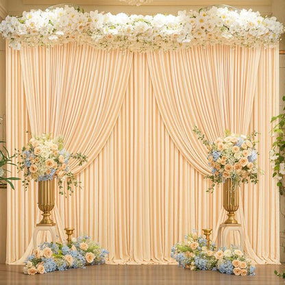 20x10 Dark Champagne Backdrop Curtain for Parties Wedding Baby Shower Wrinkle Free Photo Curtains Backdrop Drapes Fabric Decoration for Bridal Shower 5ft x 10ft,4 Panels