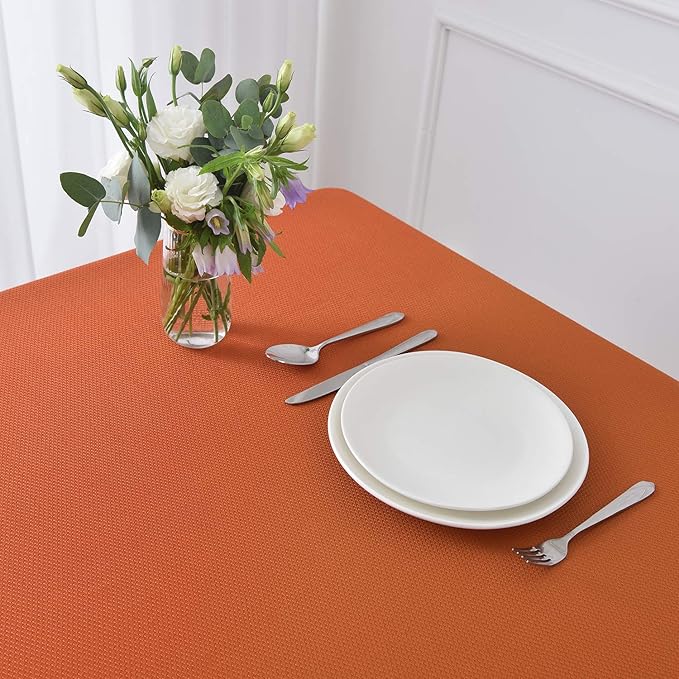 maxmill Square Jacquard Tablecloth Water Resistance Antiwrinkle Spill Proof Textured Table Cloth, Decorative Fabric Table Cover for Buffet Banquet Parties Event Holiday Dinner, 70 x 70 Inch, Rust