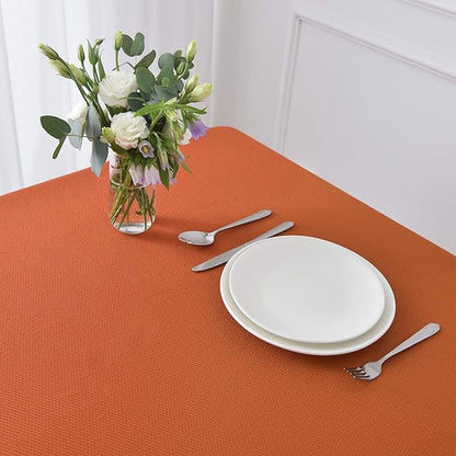 maxmill Textured Rectangle Tablecloth Water Resistant Wrinkle Free Spill-Proof, Soft Jacquard Table Cloth for Buffet Banquet Parties Event Holiday Dinner, Indoor and Outdoor Use, 60 x 84 Inch Rust