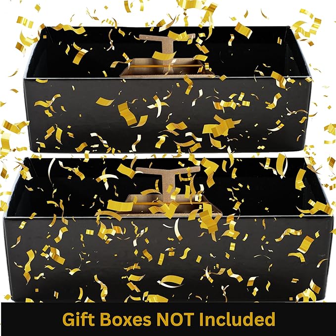 Razzle-Dazzle, Confetti Explosion Gift Box Insert 3pk Gold (DIY). Show Them How Much You Cherish Them With Our Exploding Surprise Confetti Add-On. (Gold: 2 Pack)