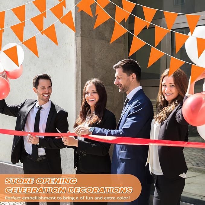 100 Feet Pennant Banners Flags 75 Solid String Triangle Flags for Grand Opening, Carnival Theme Birthday Party Decoration Outdoor Events Classroom Decoration(Orange)