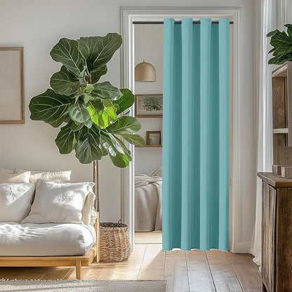 ChrisDowa Blackout Curtains 80 Inches Long for Doorways and Closets, Thermal Insulated Temporary Room Dividers (1 Panel, Aqua, 42 x 80 Inch)