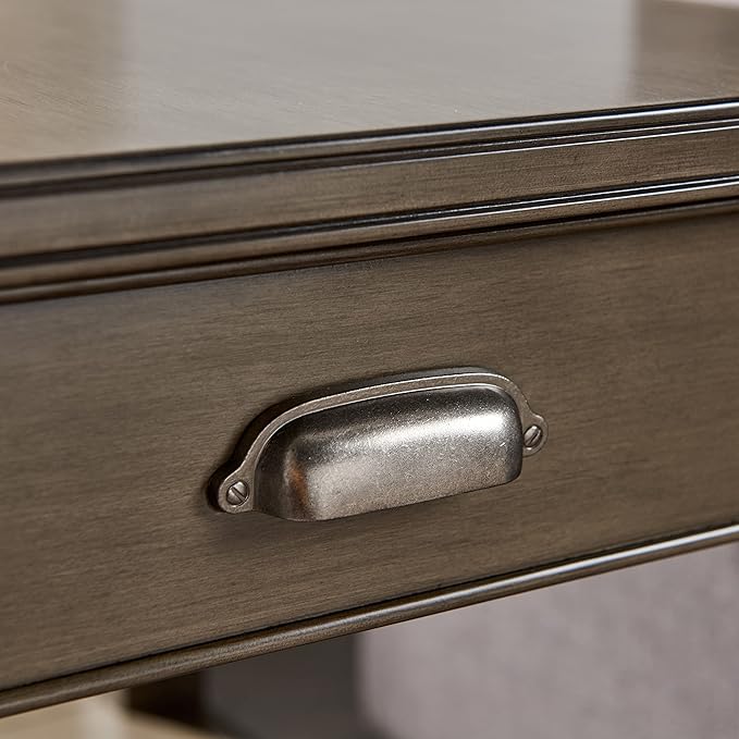 Leick Home Laurent End Table, Solid Wood, with Shelf and Drawer, Smoke Gray, 10507-GR