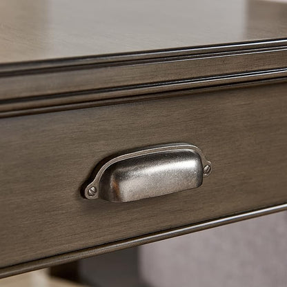 Leick Home Laurent End Table, Solid Wood, with Shelf and Drawer, Smoke Gray, 10507-GR