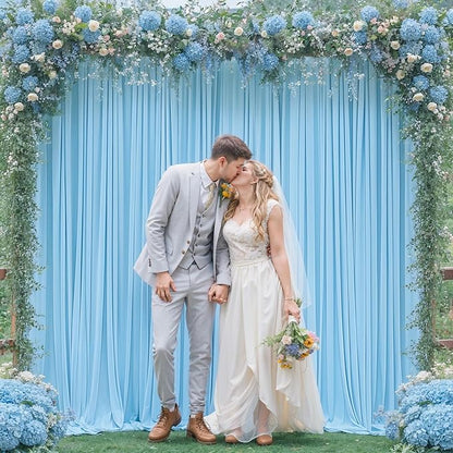 16 x 10ft Baby Blue Backdrop Curtain for Baby Shower Blue Photo Backdrop Curtains Wrinkle Free Drapes for Backdrop Soft Long Curtains for Backdrop Decoration Birthday Parties Wedding Baptism, 4 Panels