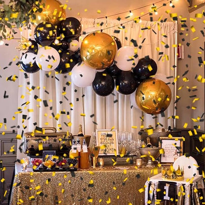 16" Black Gold Confetti Cannons - Party Poppers for Birthday Graduation Wedding New Year Celebrations - Easy to Use - Pack of 2