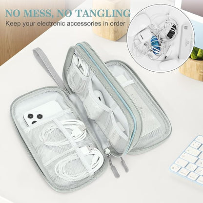 FYY Electronic Organizer, Travel Cable Organizer Bag Pouch Electronic Accessories Carry Case Portable Waterproof Double Layers Storage Bag for Cable, Charger, Phone, Earphone, Medium Size, Mint Green