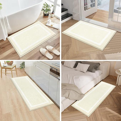 Pauwer 3 Piece Bath Mat Set, Non-Slip Plush Rugs, Absorbent Shaggy Set With U-Shaped Contour Toilet Mat for Bathroom, Bedroom, Living Room - Dusty Pink