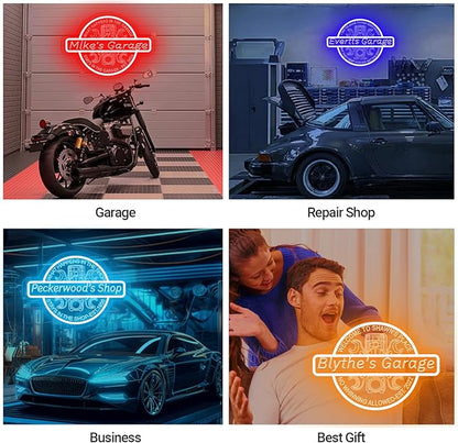 Custom Name Garage LED Neon Sign for Men Dad, Personalized Garage 3D Art Sign, Customizable Workshop Man Cave Acrylic Neon Light for Gift, Garage Light Up Sign for Wall Decor