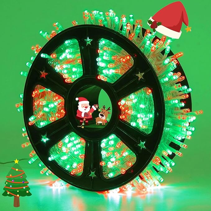 JMEXSUSS 600 LED Red and Green Christmas String Lights Outdoor, Red and Green Lights Clear Wire, Christmas Twinkle String Light Plug in for Holiday Tree Xmas Party Decorations