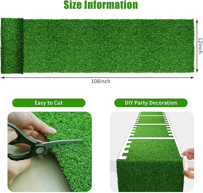 Grass Table Runner, 12" x 108" Easter Table Runner, Easte-Table- Decorations-Indoor, Fake Grass Decor: No Shedding & No Mess, Turf Table Tunner for Easter, Golf, Football, Birthday, Wedding Parties