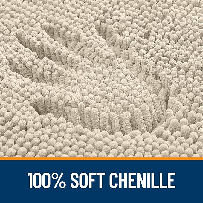 OLANLY Bathroom Rugs 36x24, Extra Soft Absorbent Chenille Bath Rugs, Rubber Backing Quick Dry, Machine Washable Bath Mats for Bathroom Floor, Tub and Shower, Home Decor Accessories, Sand