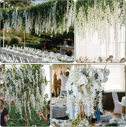 Wisteria Hanging Flowers,Fake Hanging Flowers,Wisteria artificiales Garland for Home Wedding Arch Floral Party Garden Ceremony Outdoor Decor,3.6 feet Long(25,White)