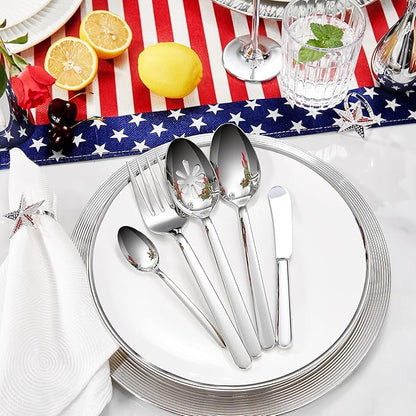 KEAWELL Premium Lucent Silverware Set, 45-Piece Mirror-Polished 18/10 Stainless Steel Flatware, Dishwasher Safe for Refined Dining and Entertaining (45, Silver)