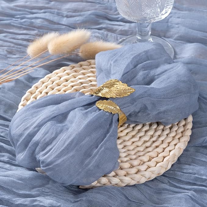 Socomi Dusty Blue Cheesecloth Napkins Fall Thanksgiving Cheese Cloths Gauze Set of 24 Boho Washable Dinner Table Napkins for Wedding Party Baby Shower Birthday Party Decor
