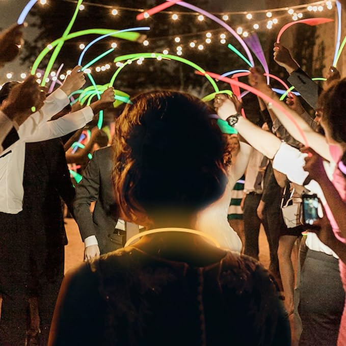 Glow Fever Glow Sticks Bulk 100ct 22'' Glow Necklaces with Connectors, Neon Light Sticks for Party Festivals Raves Concert Birthday Wedding, Blue