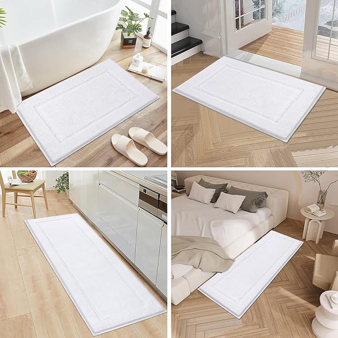 Pauwer Bathroom Rug Sets - 3 Piece Shower Mats with U-Shaped Contour Toilet Mat, Absorbent Microfiber Plush Bath Mats, Non Slip, Machine Washable Shaggy Floor Mats