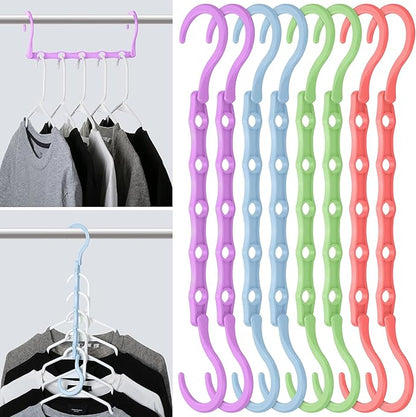 Mr. Pen- Space Saving Hangers for Clothes, 8 pcs, Playful Pop Colors, Plastic Multi Clothes Hangers Space Saving, 5 Slots, 360° Rotating Hooks