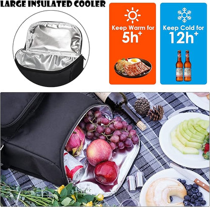 Picnic Backpack for 4 Person with Large Insulated Cooler Bag, Picnic Basket Set with Wine Pouch, Waterproof Picnic Blanket & Cutlery Set. Perfect for Beach, Camping, Party,Wedding Gift for Couple.
