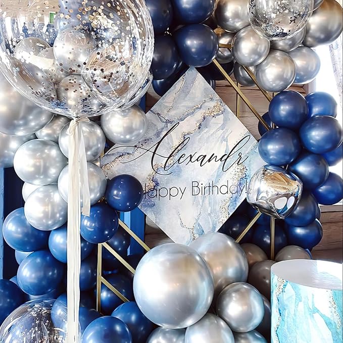 PartyWoo Navy Blue Balloons 155pcs Different Sizes of 18 12 10 5 Inch Dark Blue Balloon Arch Kit Garland for Graduation Wedding Sports Baby Shower Birthday Bachelorette Party Decorations Blue-Z90