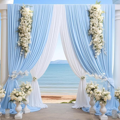 10x10 Baby Blue Backdrop Curtain for Baby Shower Parties Wrinkle Free Light Blue Curtains Backdrop Drapes Fabric Decoration for Birthday Party Photography 5ft x 10ft,2 Panels