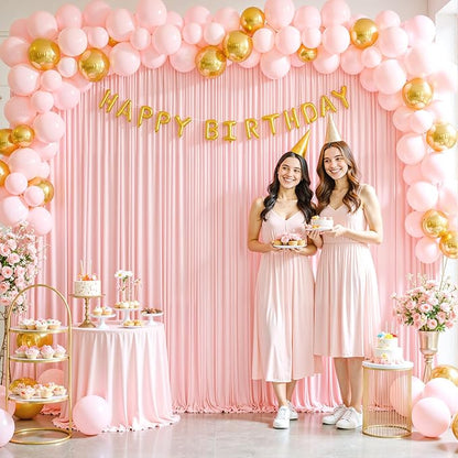 Blush Pink Backdrop Curtain for Parties Baby Shower Wrinkle Free Pink Photo Curtains Backdrop Drapes Fabric Decoration for Wedding Birthday Party 5ft x 8ft,2 Panels