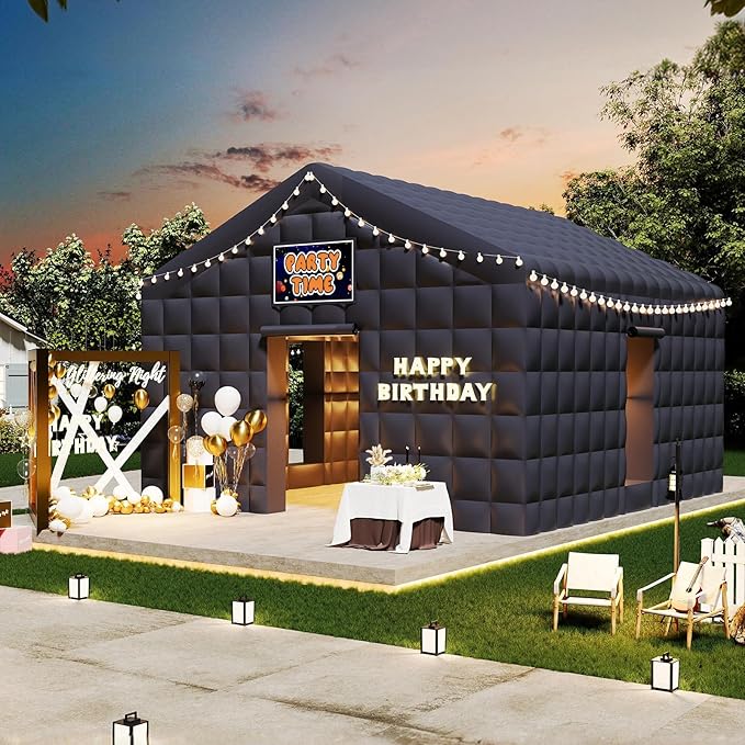 SPECRAFT 20x16x14 FT Large Inflatable Nightclub, Inflatable Tent for Parties with 2 Sides Escape Doors, Party Tent for Birthday Party/Outdoor Events, Black