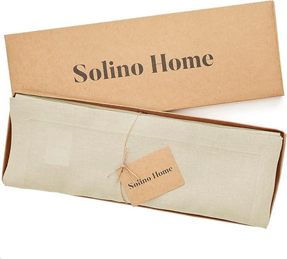 Solino Home Linen Cloth Placemats Set of 4 - 100% Pure Linen Birch Placemats 14 x 19 Inch for Fall, Autumn - Fete