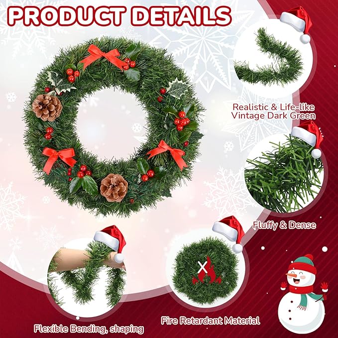 150 ft Green Christmas Garland Decorations Artificial Greenery 3.5" Wide Pine Garland PVC Soft Christmas Decorations for Indoor Outdoor Tree Stair Banister Fireplaces, 3 Pcs, 49 ft Each