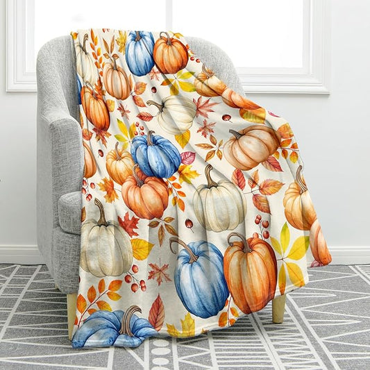 Jekeno Pumpkin Halloween Blanket Gifts for Women Kids Girls Boys Mom Wife Men Thanksgiving Autumn Harvest Home Bedroom Living Room Bed Sofa Decor Plush Throw 50"x60"